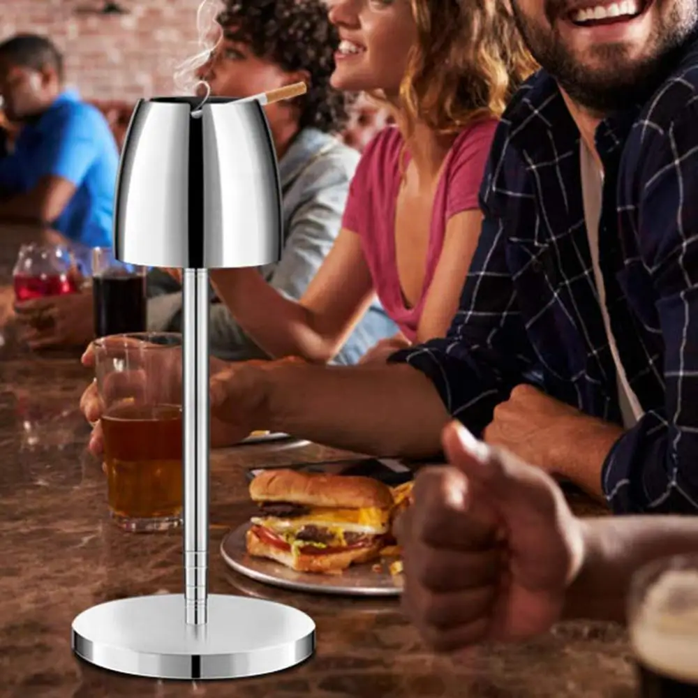 

Windproof Stainless Steel Ashtray Portable Outdoor Telescopic Floor Standing Ashtray for Hotel Party Bar Desktop Ashtray 재떨이