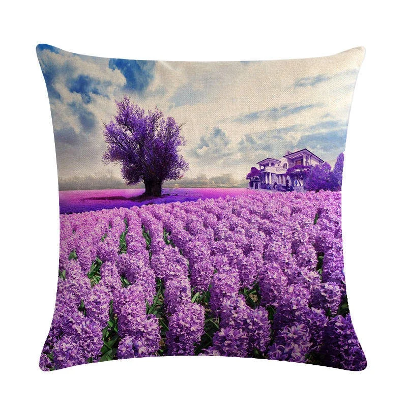 

Декоративная наволочка 45x45 см, полиэстер, лавандовый узор, для дома