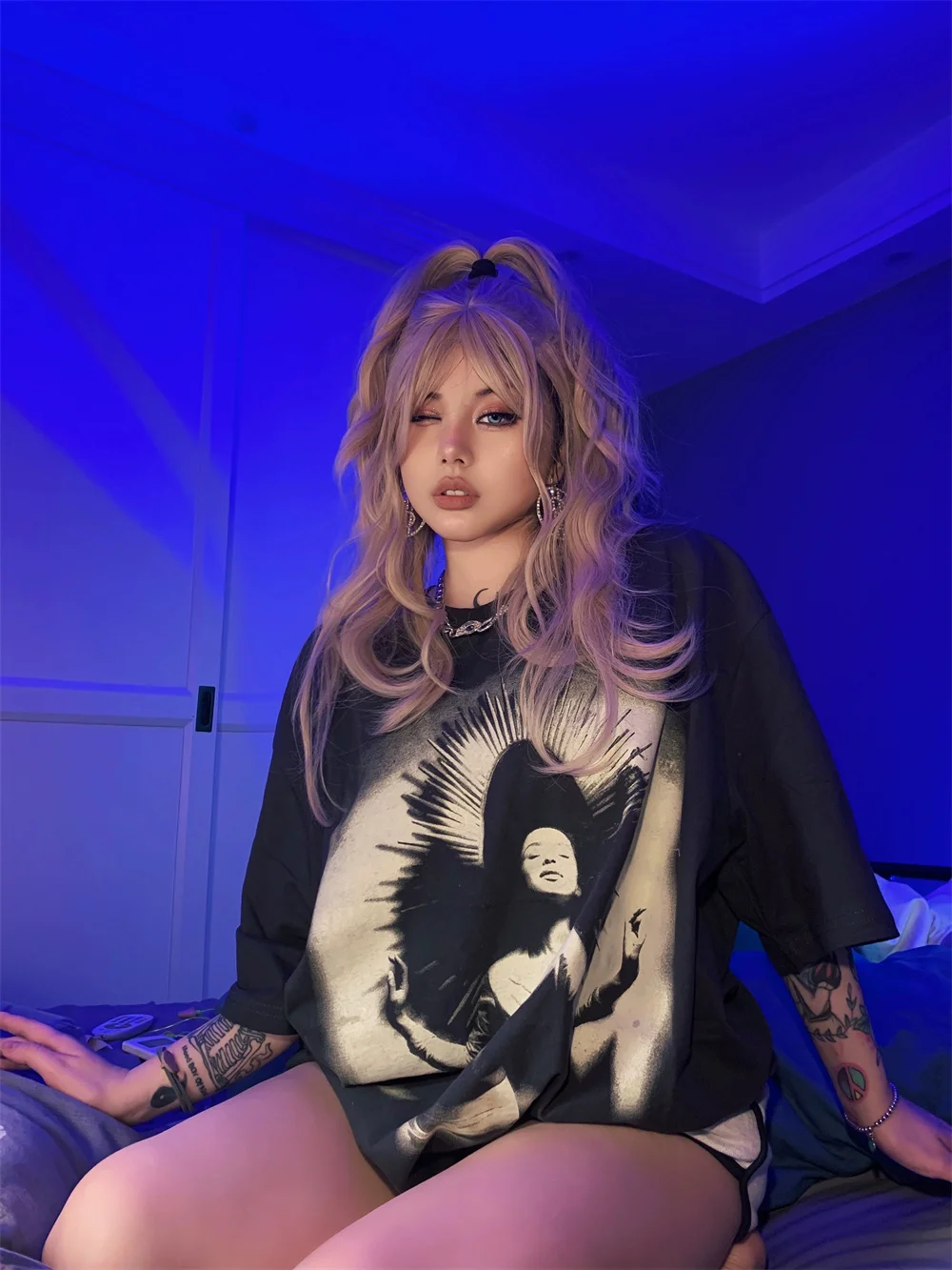 Летняя Винтажная Футболка оверсайз с принтом и коротким рукавом