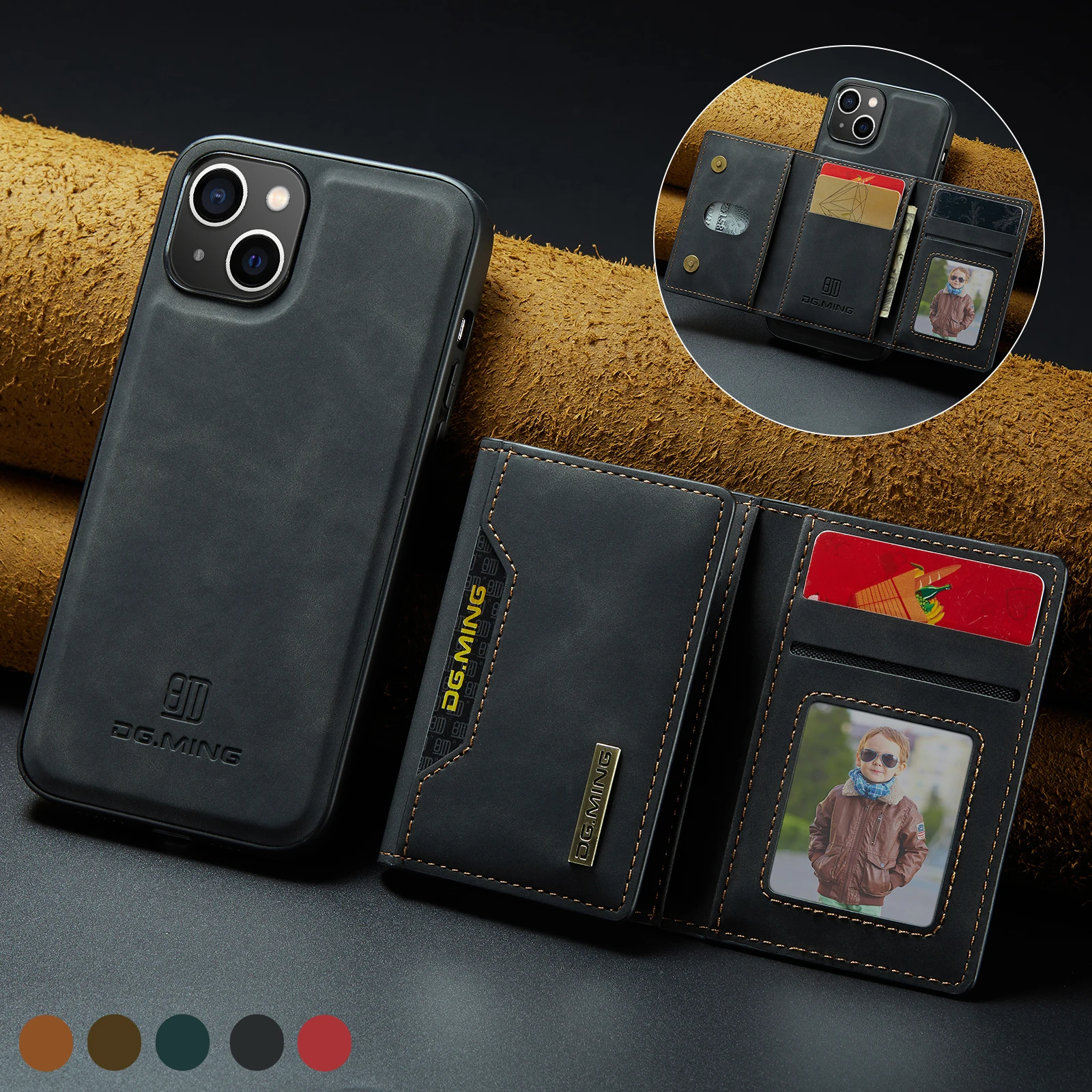 

Magnetic Phone Card Case For Iphone 14 13 12mini 11 Pro Xsmax Xr 8 7 Plus Se 2022 Wallet Stand Shockproof Fibre Lined Protection