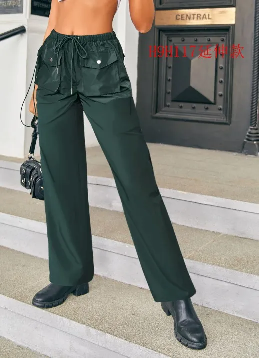 

Женские однотонные брюки с широкими штанинами, прямые брюки с завышенной талией, повседневные брюки с карманами, длинные брюки на осень и зиму