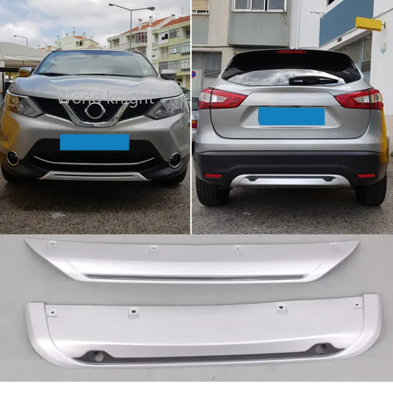 

For Nissan Qashqai J11 2012 -2016 ABS Front & Rear Bumper Skid Protector Guard Plate Trim 2pcs (Rear Part with Radar Holes)
