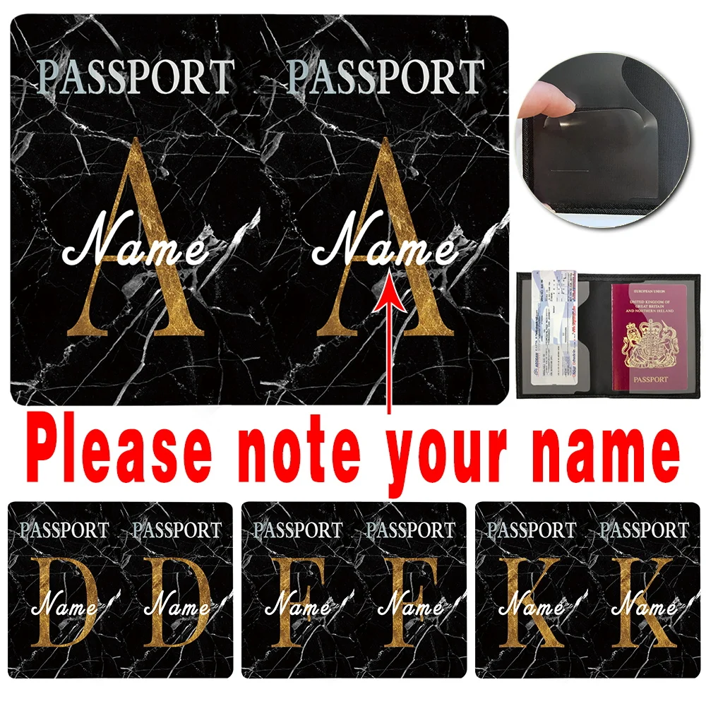 Passport Cover Customize Free Name Women Men Travel Wedding Portable Bank Card Holder Passport Sleeve Letter Print Fashion Gift
