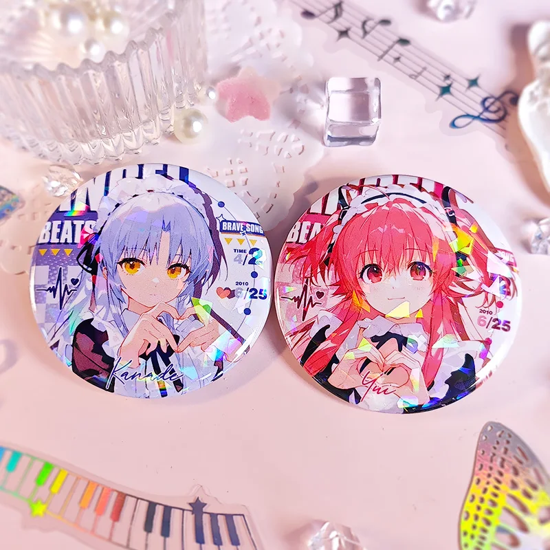 Аниме фигурка ангела Beats Tachibana Kanade Nakamura Юрий жесть лазерный круглый значок рюкзак