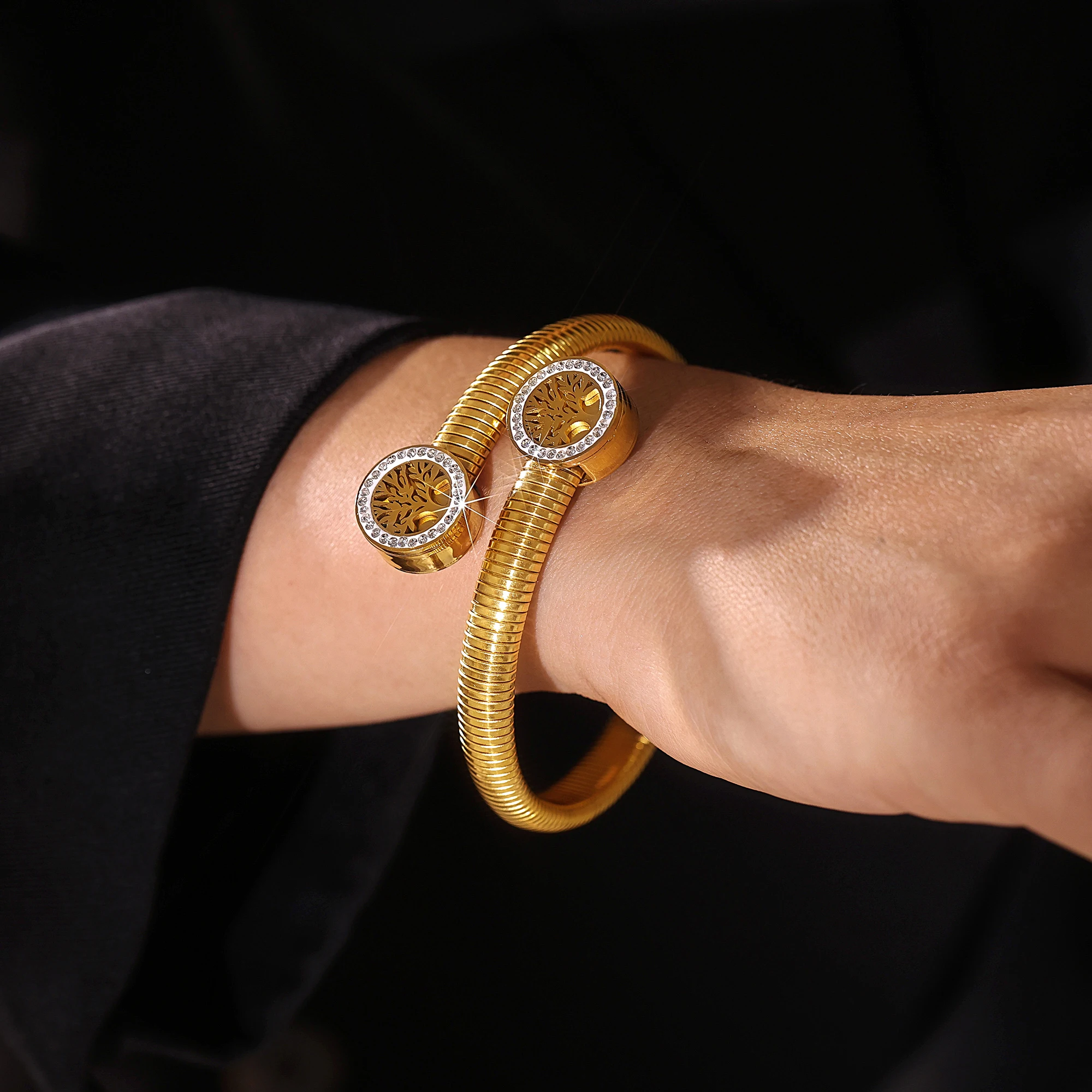 Браслет Древо жизни из нержавеющей стали браслеты для женщин позолоченные 18