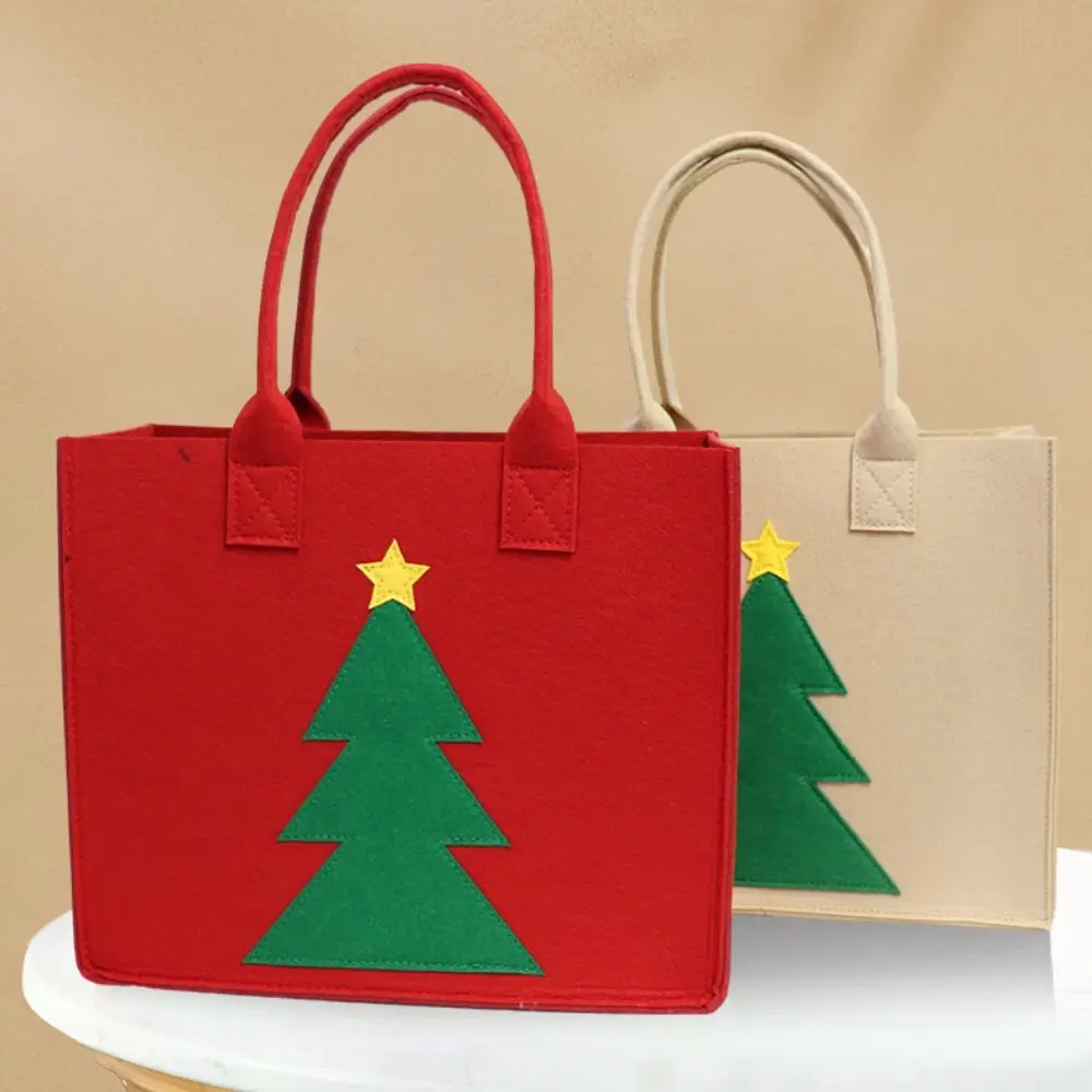 Милая однотонная фетровая сумка для рождественской елки большая вместительная