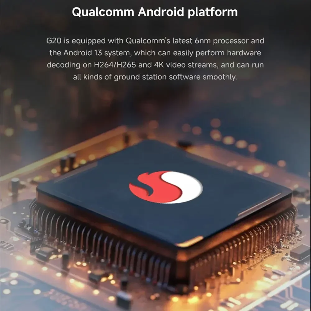 Пульт дистанционного управления Skydroid G20 с процессором 6 нм, двухдиапазонный 7-дюймовый дисплей высокой четкости 2,4 ГГц5,8 ГГц, передача изображения 30 км (art.: 3920d490a2485) - 3920d490a2485