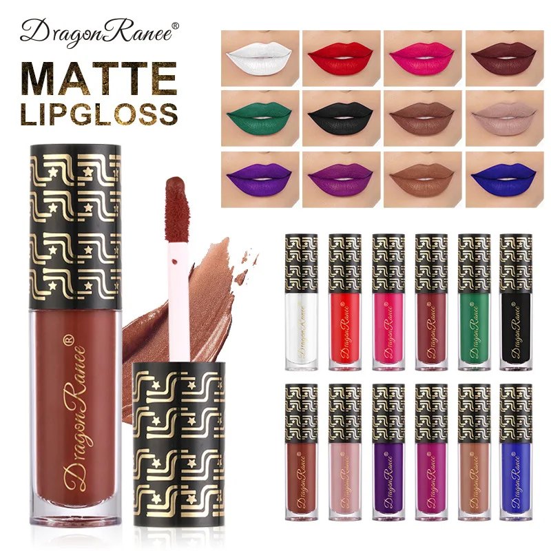 

Ryukin Matte Liquid Lipstick Lip Glaze Moisturizing Waterproof Durable Lip Mud Non-stick Cup Rose Red Lip Gloss Makeup