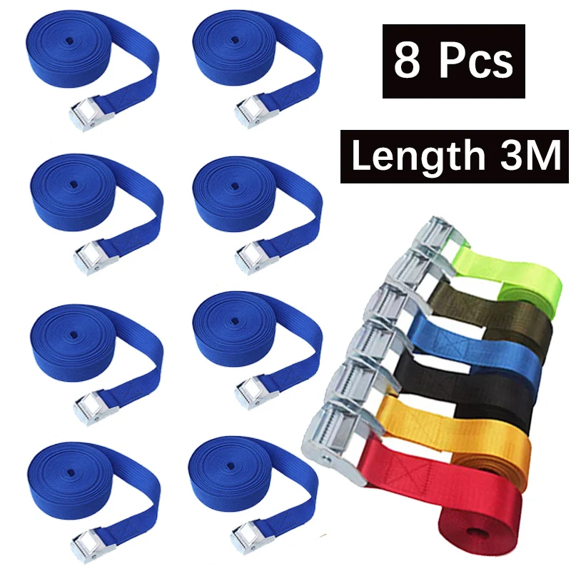 

8 шт. 3 м портативный связывающий дорожный Багаж сверхмощный натягивающий ремень для автомобиля грузовика мотоцикла затягивающий Трещоточный ремень