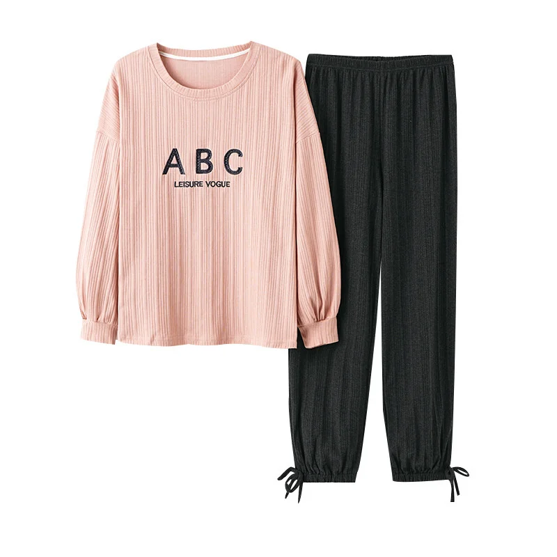 pajamas women's spring  autumn new sweet  lovely loose leisure large size student autumn  winter home clothes