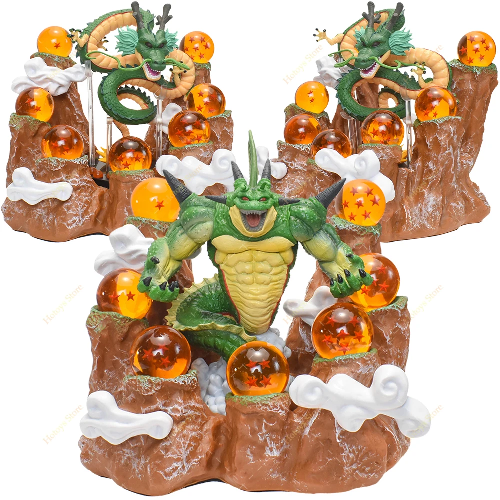 

Anime Set Dragon Ball Earth Polunga Shenron+Balls+Mountain Stand Complete Figures Toy PVC Base Resin ball Model Statue Decration