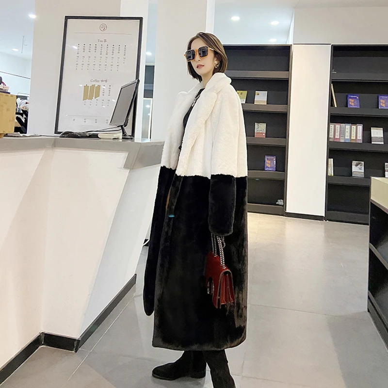 

Jacket Parka Winter Clothing Women Faux Fur Jacket hairy Long Fur Coat Lapel OverCoat Thick Warm Plus Size Female Plush Coats