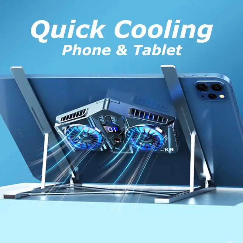 

RYRA2023New Tablets Dual Cooling Fans For Mobile Phone Cooler Silent Cooler For Tablets Cooler Ipad Phone Xiaomi Gaming Radiator