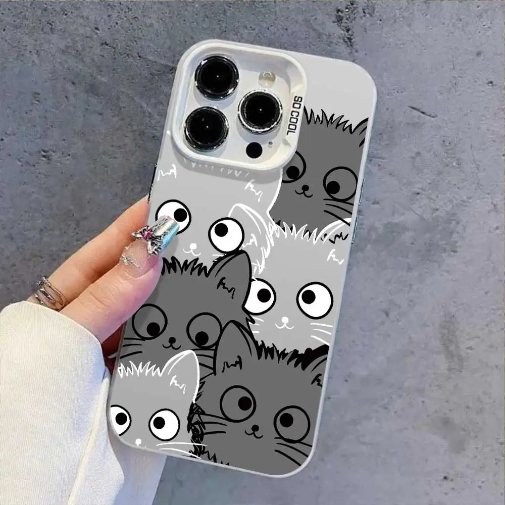 Чехол для Motorola Moto G84 5G G04 G14 G10 G20 G30 G04S G24 G34 G13 G23 G53 G22 E32S E22i Cute Cat Silver IMD Animal Phone Cover