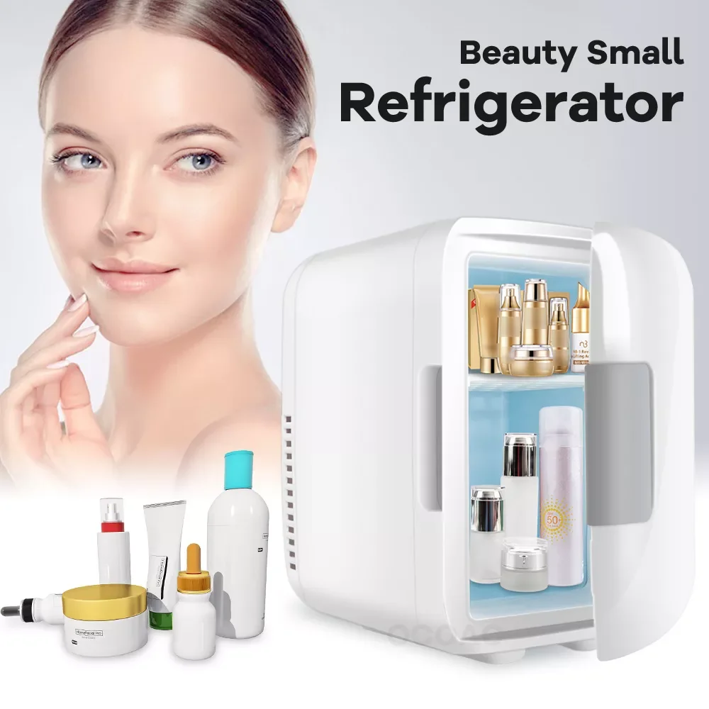 

4L Mini Refrigerator For Cosmetics Skincare Beauty Small Fridge Makeup 220/12V EU Cooler Warmer Freezer For Car Home