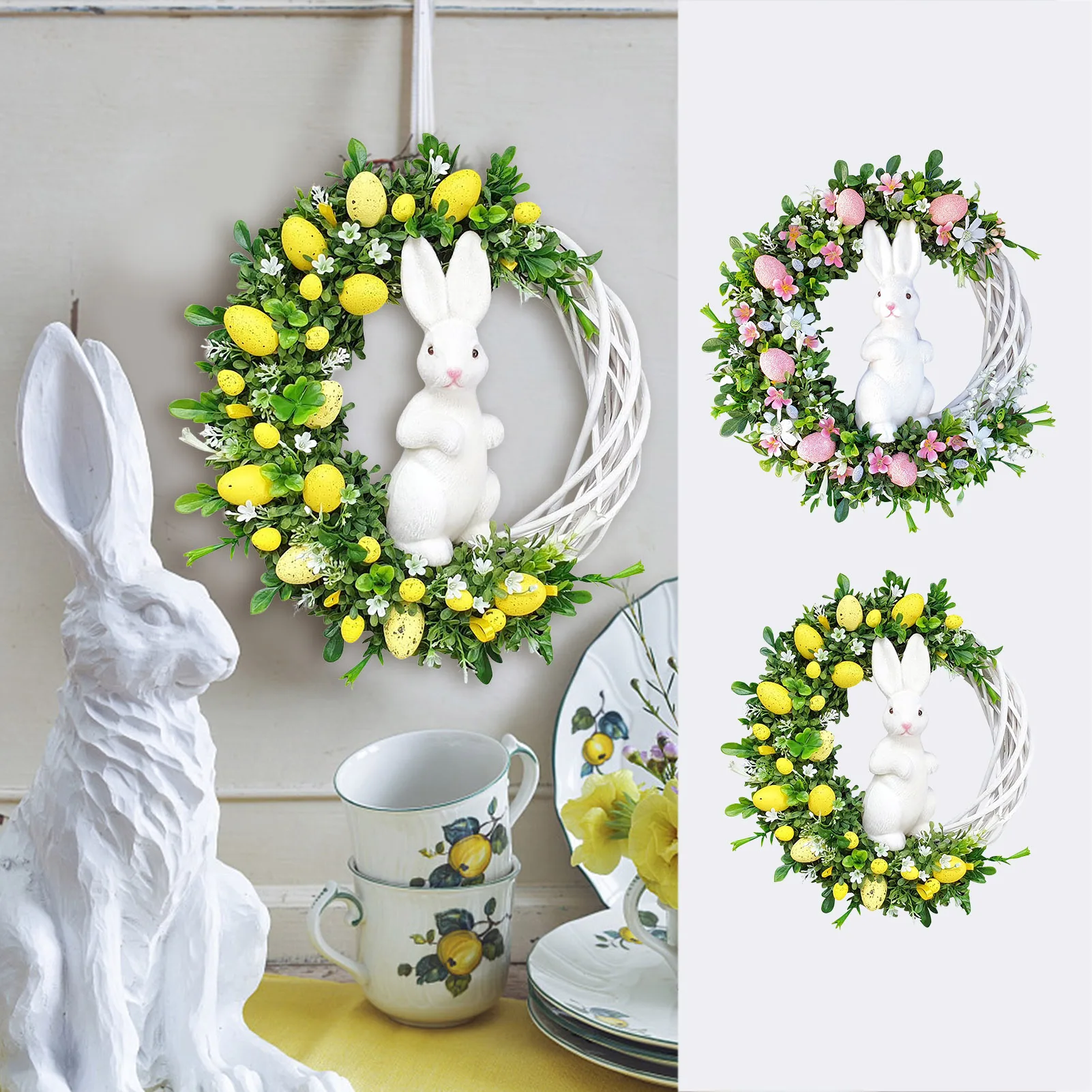 

Easter Bunny Egg Wreath Easter Wreaths | Acrylic Rabbit Egg Wreath | Spring Wreath For Front Door Indoor Outdoor Garland