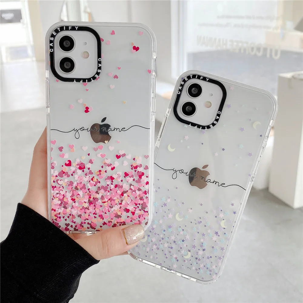

Hearts Stars Transparent Case Cover for IPhone 7 8 Plus 11 12 13 Pro X XR XS Max Shockproof Phone Case IPhone 13 Case