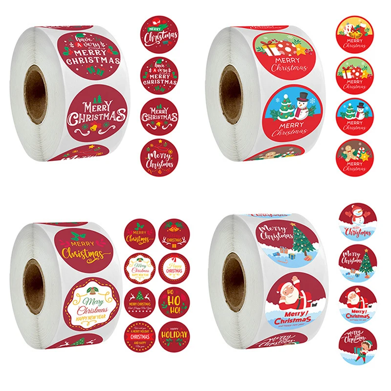 

500Pcs Merry Christmas Stickers Labels Tags Round Adhesive Decoration Sticker phone decoration sticker