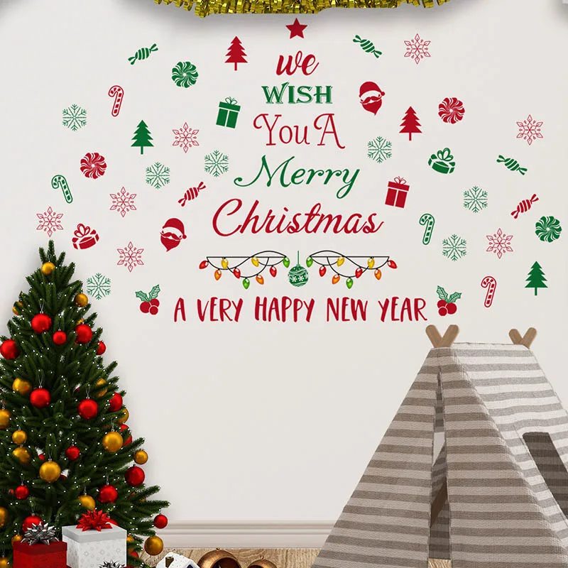 

Christmas Snowflake Wishes Wall Stickers Removable Vinyl Home Decor Living Room Bedroom
