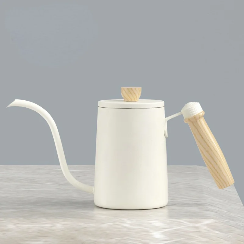 

Coffee Pots 600ML Stainless Steel Coffee Percolator Gooseneck Drip Kettle Coffeeware Grinder Method Press Pot with Wood Handle