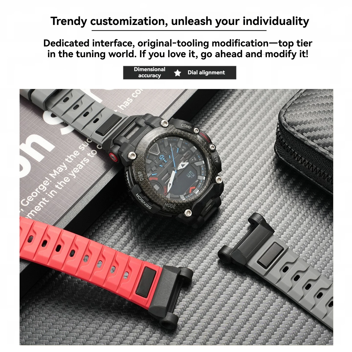 Фото Подходит для спортивных водонепроницаемых часов Casio G-SHOCK серии GR-B200 из модифицированной фторкаучуковой смолы с аксессуарами для мужчин. №2