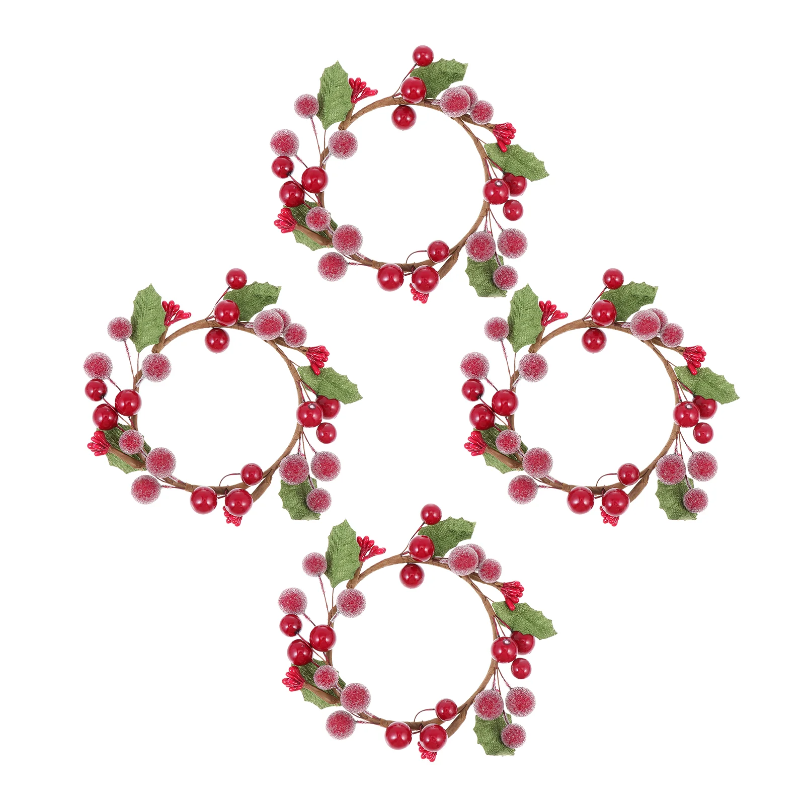 

Berrywreath Christmas Mini Rings Ring Wreathsred Garland Decor Holly Holder Napkin Adornment Desktop Tree Twigs Winter