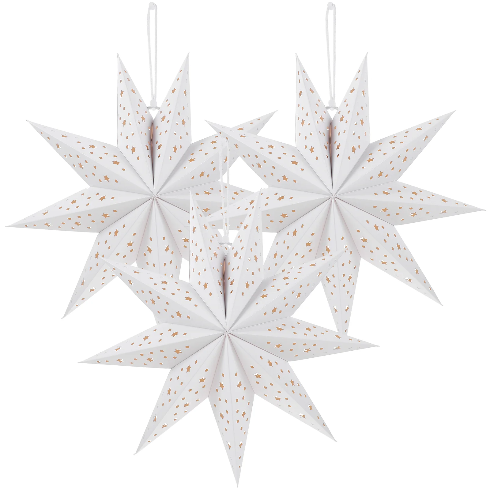 

3Pcs Paper Star Lantern Lampshade 35Cm 9 Pointed Star Paper Lanterns Hanging Lampshade Decorations Christmas Festive New Year