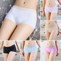 1pc seamless high waist safety shorts pants panties ice silk lace trim underwear anti emptied