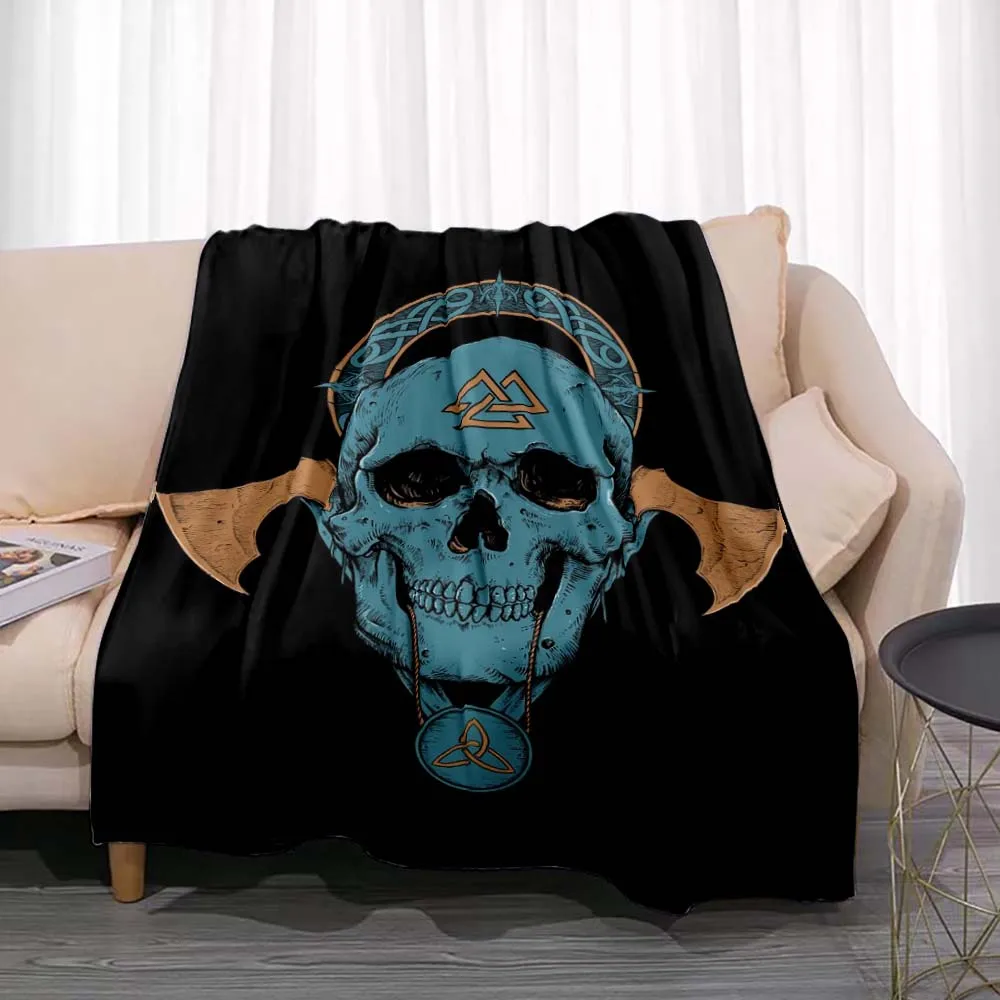 

The Vikings Ancient Runes Axes 3D Soft Throw Blanket Lightweight Flannel Blanket Home Bedroom Sofa Decoration Scandinavian Norse