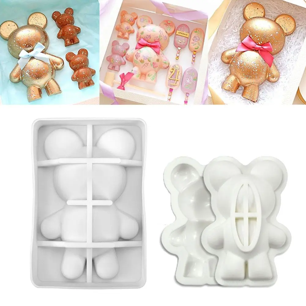 

Handmade Epoxy Resin Baking Cake Mold Large Size 3D Bear Chocolate Mold Breakable Silicone Mold