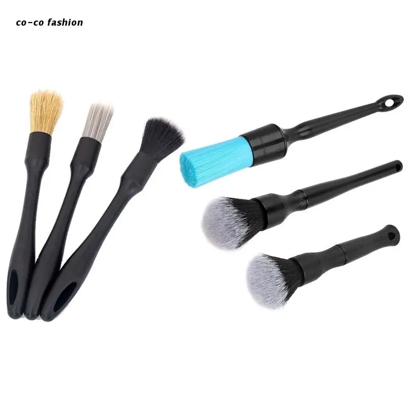 

517B 3Pcs Car Detailing Brushes for Cleaning Wheels Tire Interior Exterior Leather