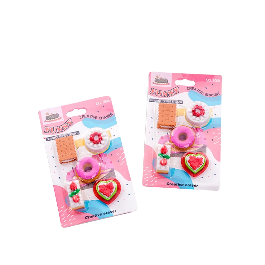 

24sets/lot Creative Cute Cookie Lovely Colored Donut Eraser Set School Office Correction Supplies Stationery