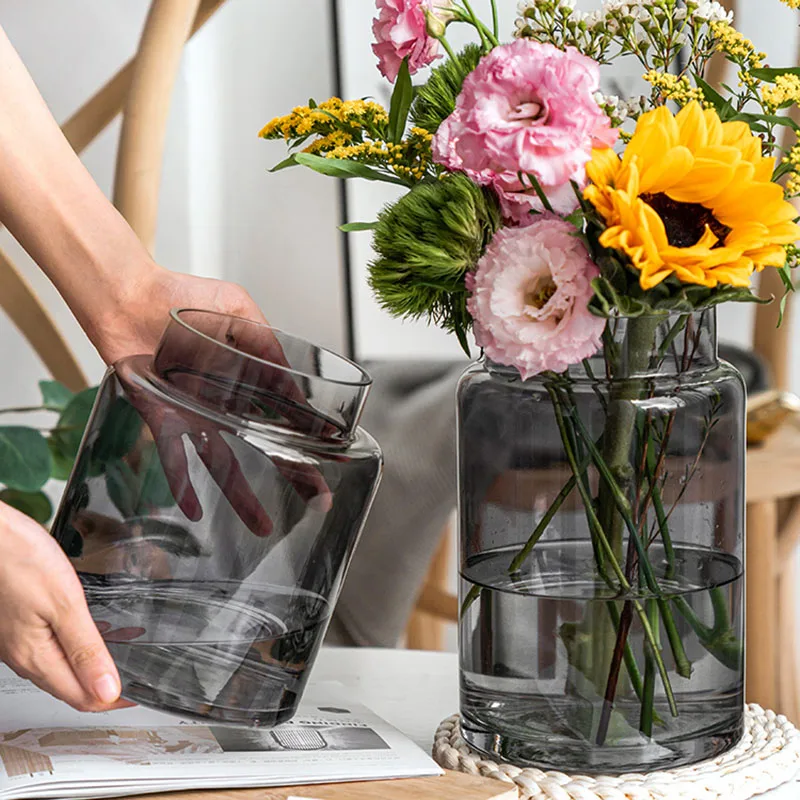 

Скандинавская стеклянная ваза для цветов, гидропонная эстетика, высокая ваза с дизайном Ikebana, роскошный большой современный цветочный Декор для дома WK50VA