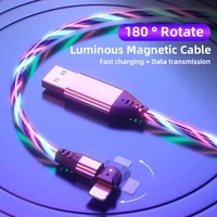 180 degree rotate glowing phone usb charging cable for iphone13 pro max xr xs max charge wire cord