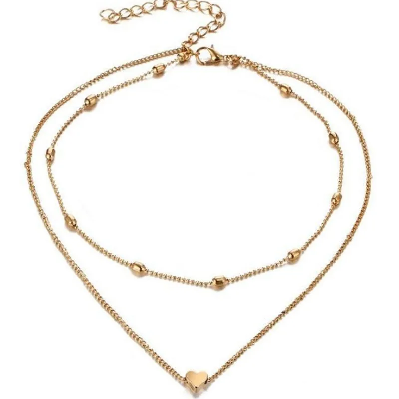 

Creative Retro Beach Style Double Layer Heart Peach Pendant Anklet for Women