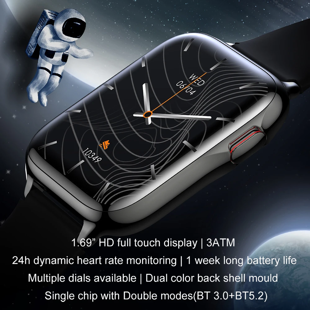 Смарт-часы KAIMORUI LW46 Bluetooth вызов 1 69 дюйма 3 атм водонепроницаемый монитор