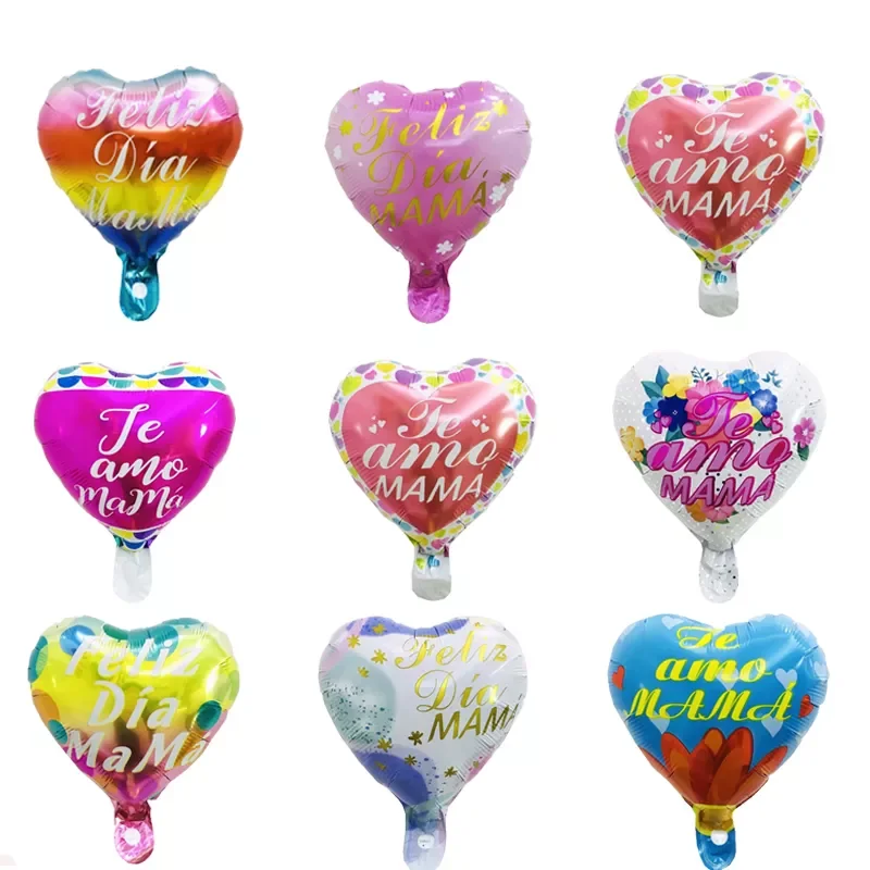

Inch 5/10/25pcs Heart-shaped Print Spanish Aluminum Foil Balloon Mother's Day Helium Love Globos Decoration Mother Balloon