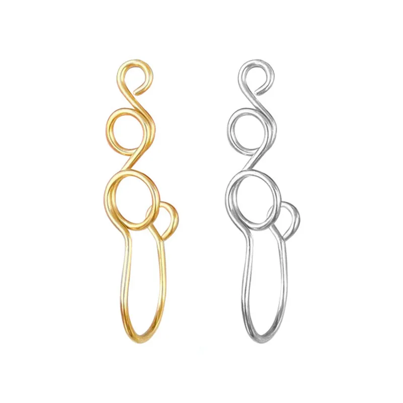 

Stainless Steel Original Copper Wire Spiral Fake Nose Cuffs Non Piercing Nose Ring Gold Silver Color Clip On Nose Piercing