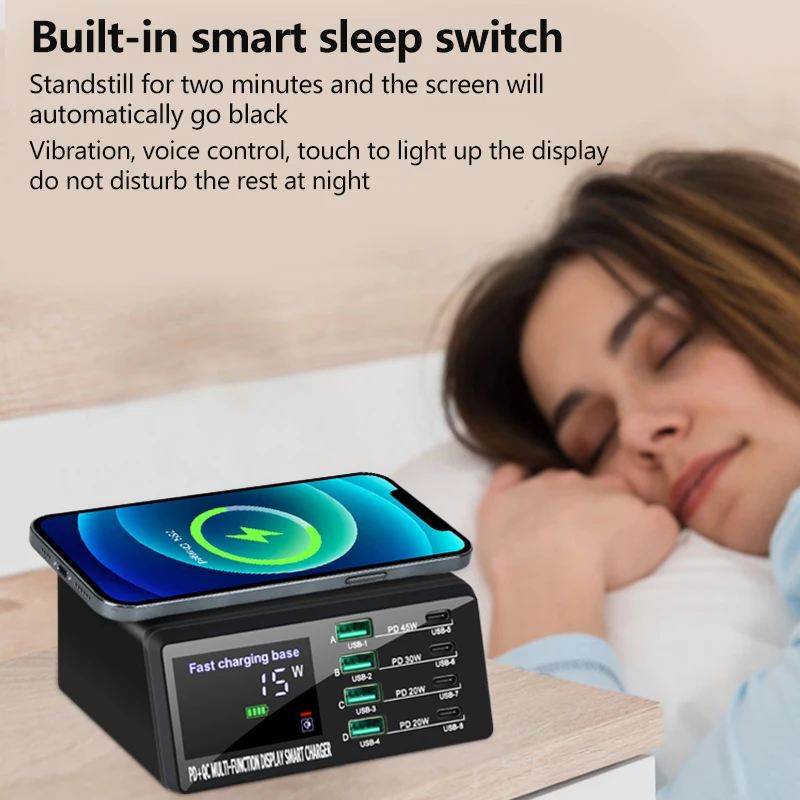 110W 8 Ports Wireless Charging Station PD Fast Charger USB Quick 3.0 Adapter HUB For iPhone 14 13 12 11 Samsung Huawei Xiaomi