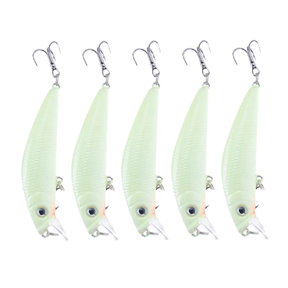 

Pack of 5 Glow Fishing Lures Kit 3D Night Fishing Lures Fishing Spoon Weedless Fishing Accessories Lifelike Bass Lures
