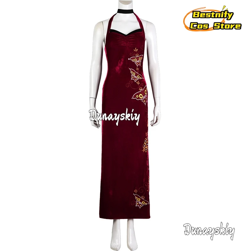 Женский костюм для косплея Resident 4 Ада Вонг красное платье Cheongsam черный парик