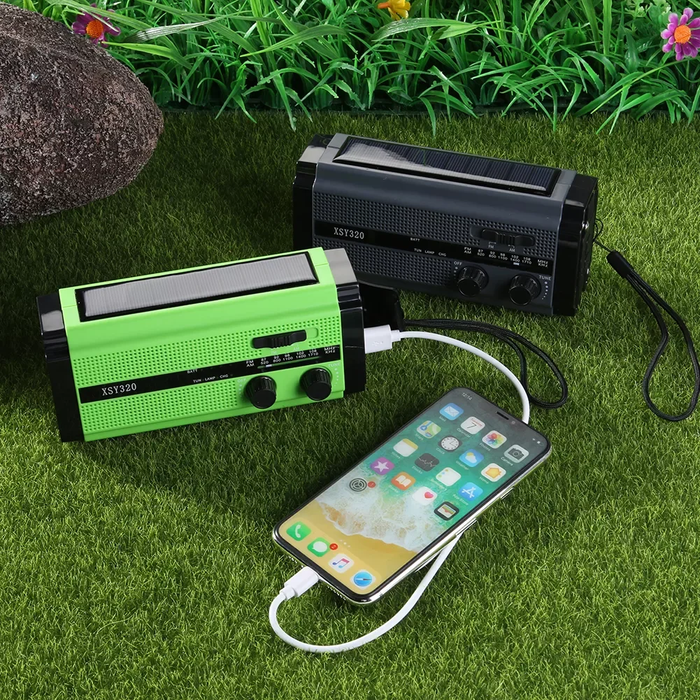

NEW2023 AM/FM/WB Emergency Radio USB Charging Emergency Radio Handcrank Solar LED Flashlight Weather Radio Reading Lamp Built-in