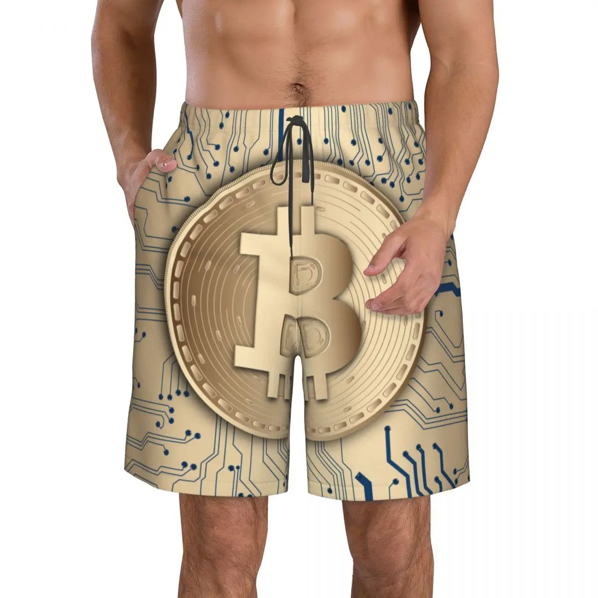 

Coin Bitcoin Cryptocurrency 3D Shorts Mens Polyester Mesh Lining Amazing Swim Trunks Board Shorts Quick Dry Swim Shorts Summer