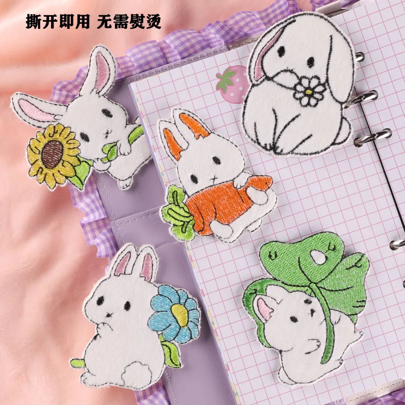 

Cute Plush Big ears Rabbit Embroidery Badge Clothing Hat All-match Self-adhesive Cloth Patches Accessories Decoration