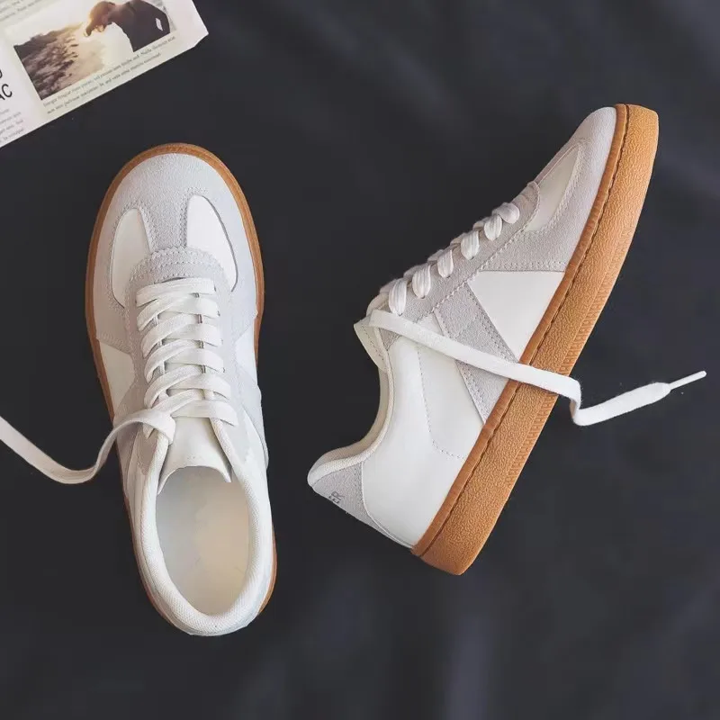 Dexun White Shoes 2023 Spring And Autumn New Lace-Up Leather Plus size 41-44 Leisure Sports Couples Single Shoes Women