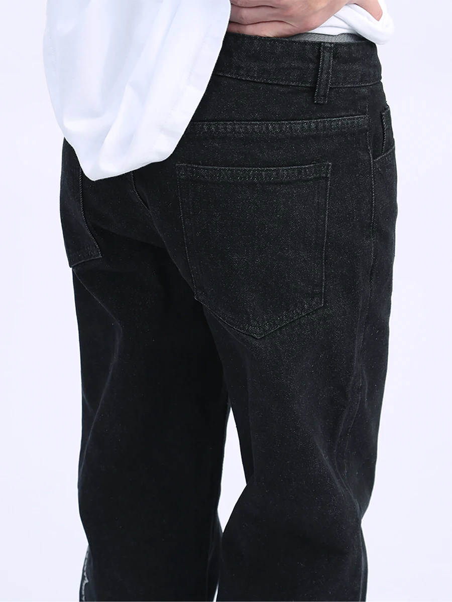 Four Seasons Jeans Men's Street Retro Embroidered Casual Pants Hip Hop Loose High Street Trend Straight Pants Ins Hot Sale JEANS