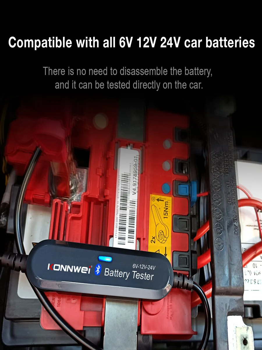 

1xCar Battery Diagnostic Tools BK200 Car Bluetooth Test 12V-24V/6V-12V Lead-Acid Battery Diagnostic Tools Black/Sliver Car Parts