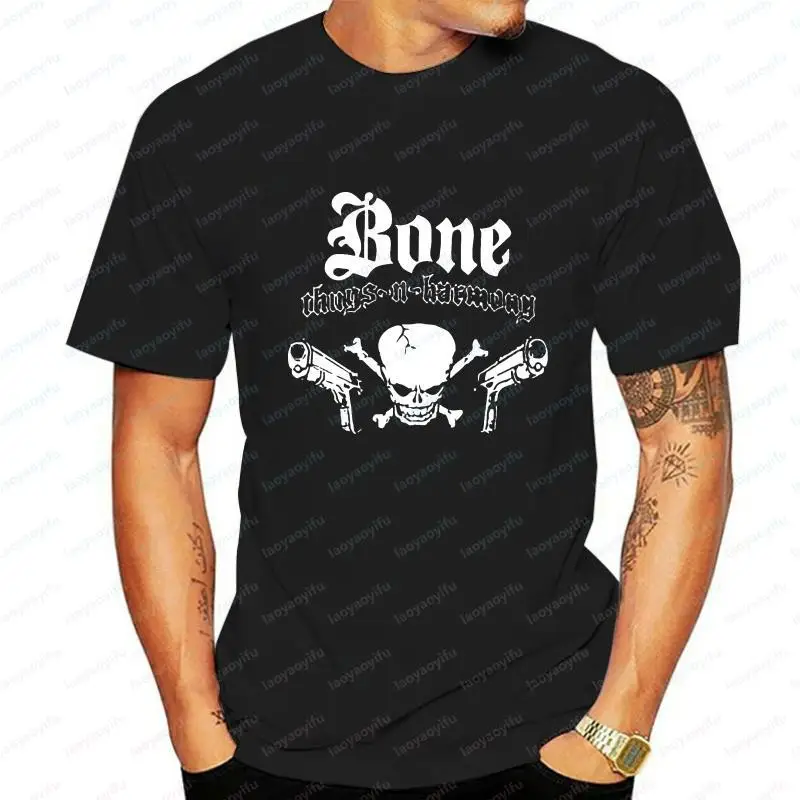 Фото Футболка THUGS Bone Thugs N Harmony с черепом, черная, мужская, размеры XS-4XL, в стиле рок и хип-хоп, винтажная, классическая, модная, уличная одежда, унисекс, топы №2