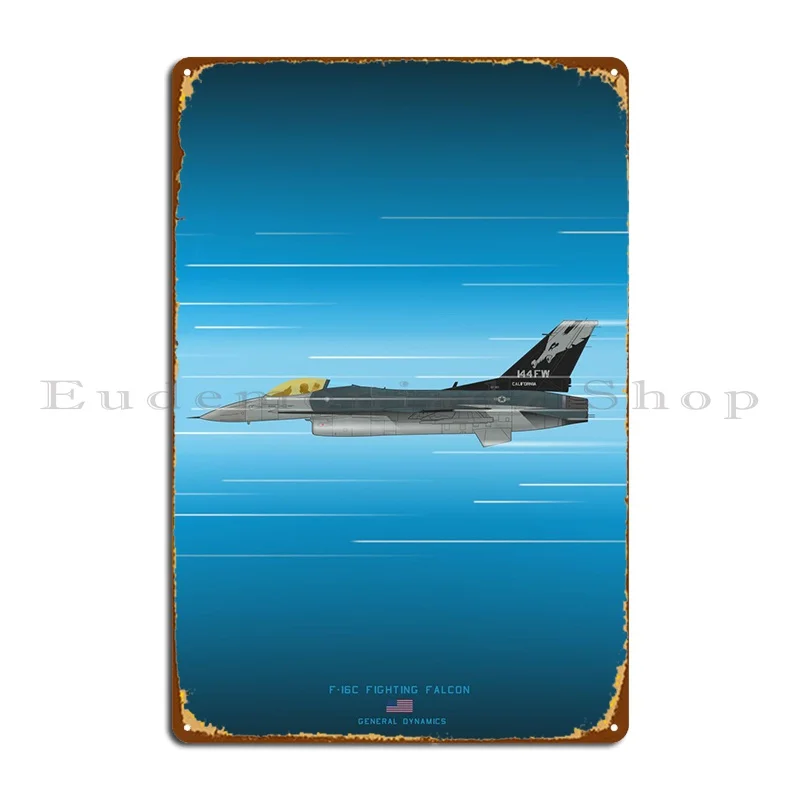 

F-16c Fighting Falcon Metal Plaque Garage Club Vintage Wall Decor Customized Bar Tin Sign Poster