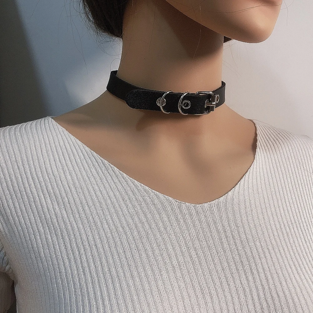 

Vintage Punk Rock Gothic Necklace sexy PU leather heart-shaped round nail rivet Necklace Jewelry Party women's jewelry